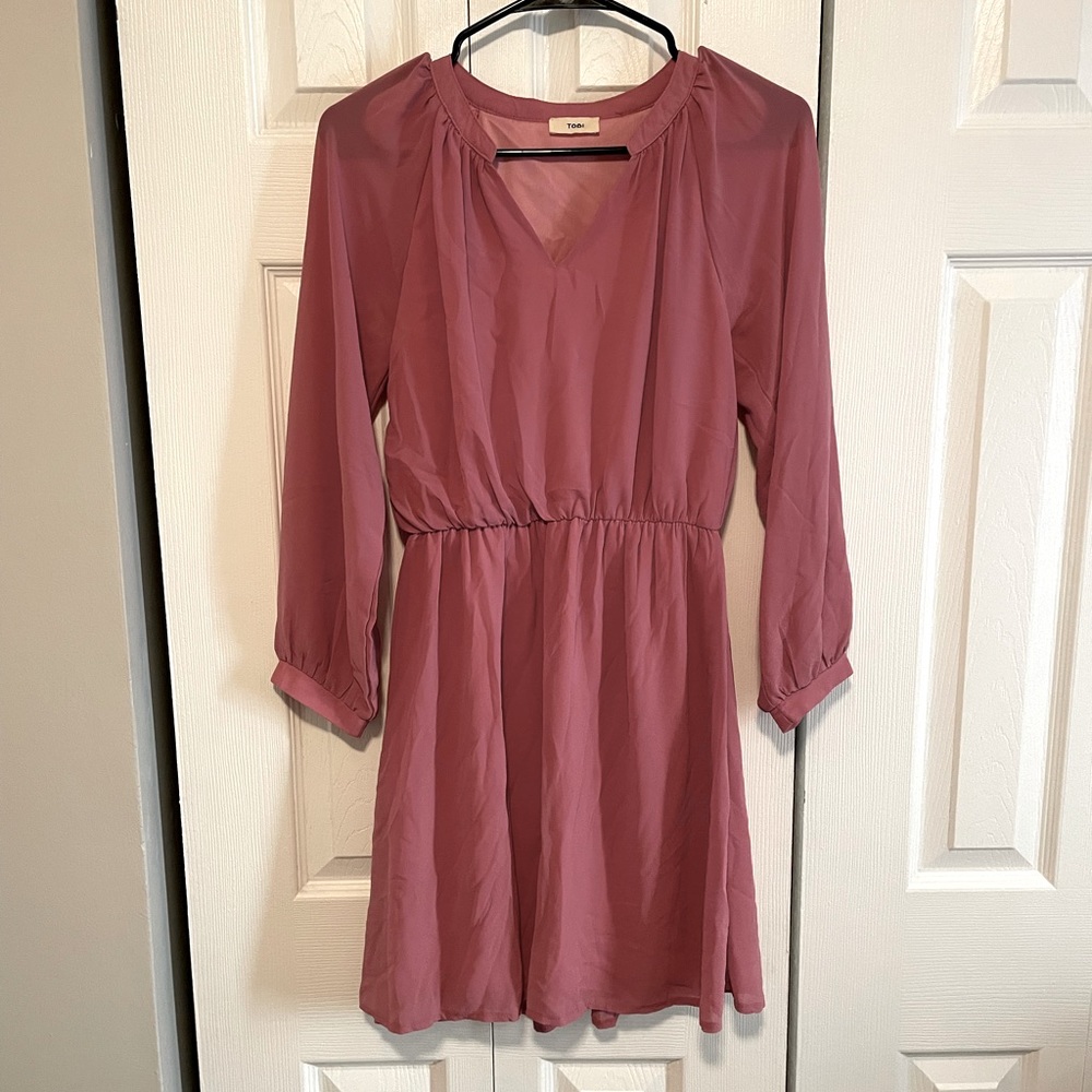 Maybe pink quarter sleeve chiffon dress